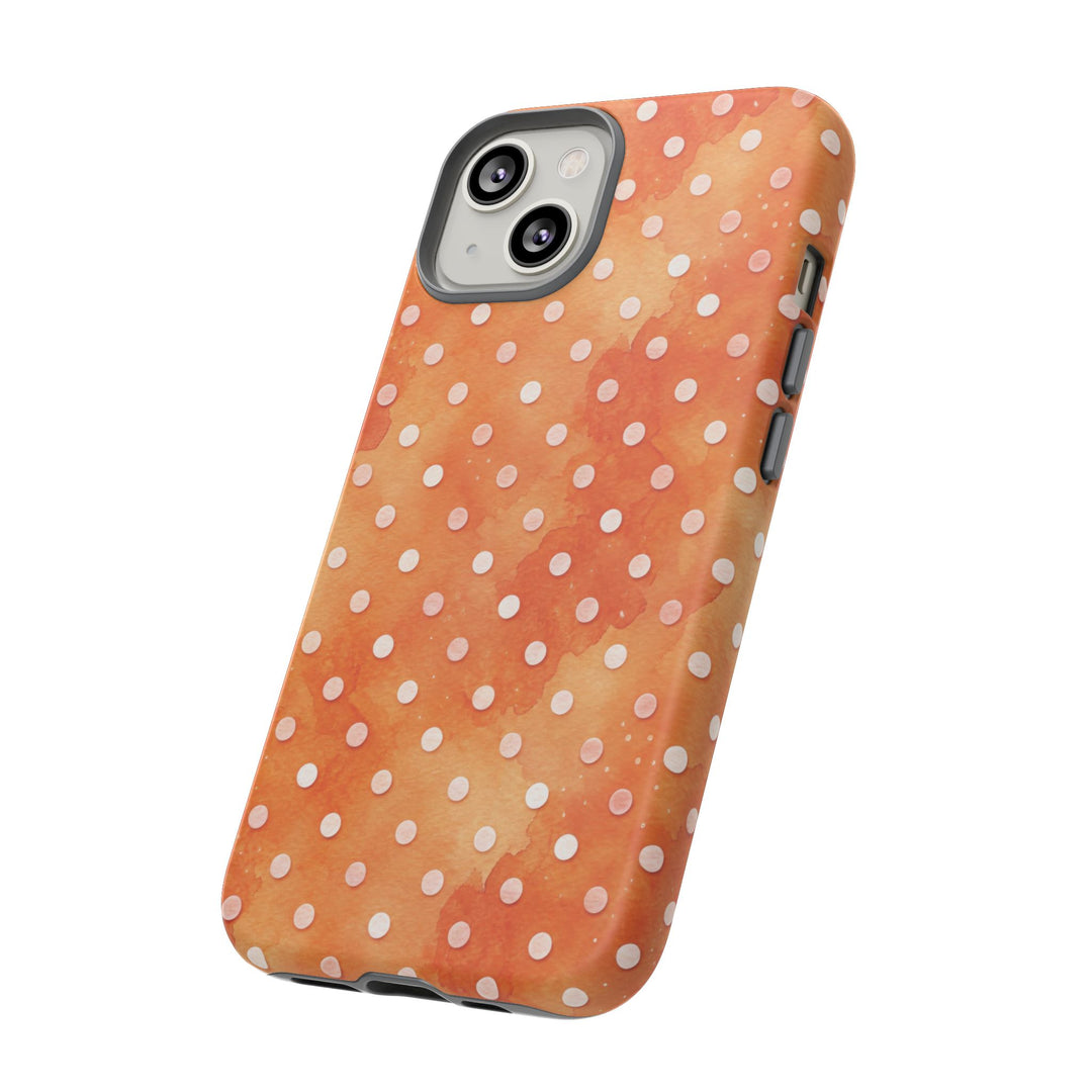 Aesthetic Tough Orange Polka Dots Watercolor Phone Case - For iPhone 17 Pro Max iPhone 16 Pro iPhone 15 Iphone 14 Plus 13 Pro 12 11 10 XR - Studio40ParkLane