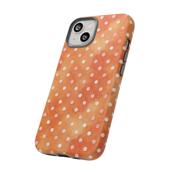 Aesthetic Tough Orange Polka Dots Watercolor Phone Case - For iPhone 17 Pro Max iPhone 16 Pro iPhone 15 Iphone 14 Plus 13 Pro 12 11 10 XR - Studio40ParkLane