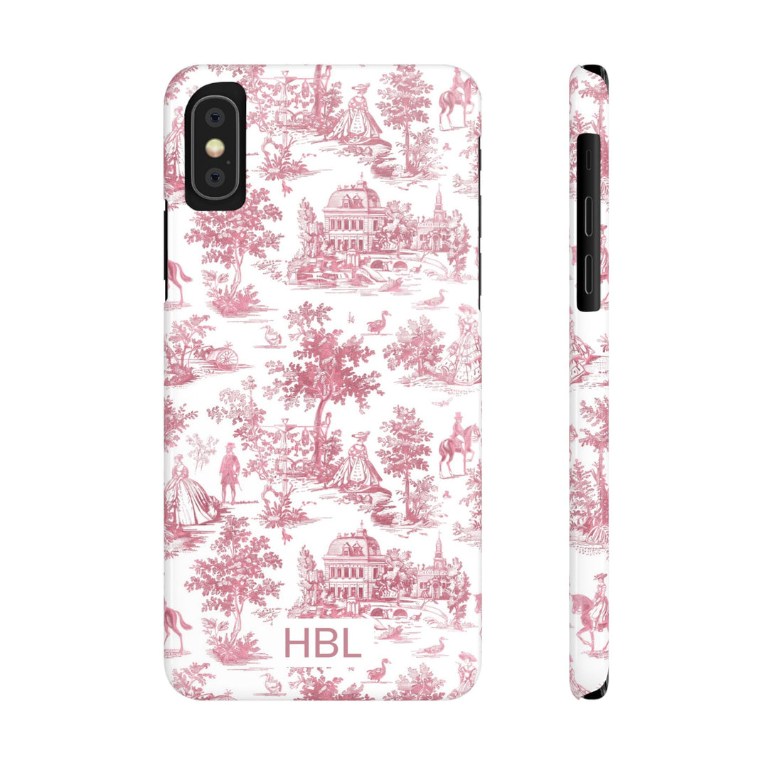Slim Personalized Slim Pink Vintage French Toile Cute Phone Cases for Iphone 16 Pro Max | iPhone 15 Case | iPhone 15 Pro Max Case, Iphone 14, Iphone 14 Pro Max, Iphone 13 12 11 8 7 - Studio40ParkLane