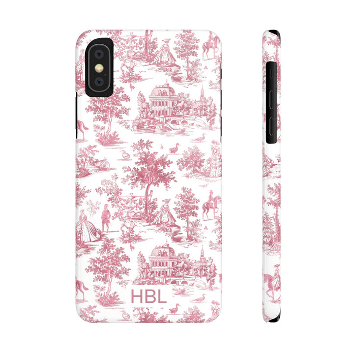 Slim Personalized Slim Pink Vintage French Toile Cute Phone Cases for Iphone 16 Pro Max | iPhone 15 Case | iPhone 15 Pro Max Case, Iphone 14, Iphone 14 Pro Max, Iphone 13 12 11 8 7 - Studio40ParkLane