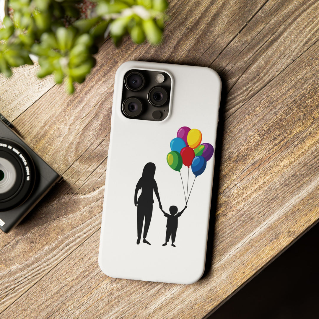Slim Mother Child Balloons Gift for Her Cute Phone Cases for Iphone 16 Pro Max | iPhone 15 Case | iPhone 15 Pro Max Case, Iphone 14, 13, 12, 11, 10, 8, 7 - Studio40ParkLane