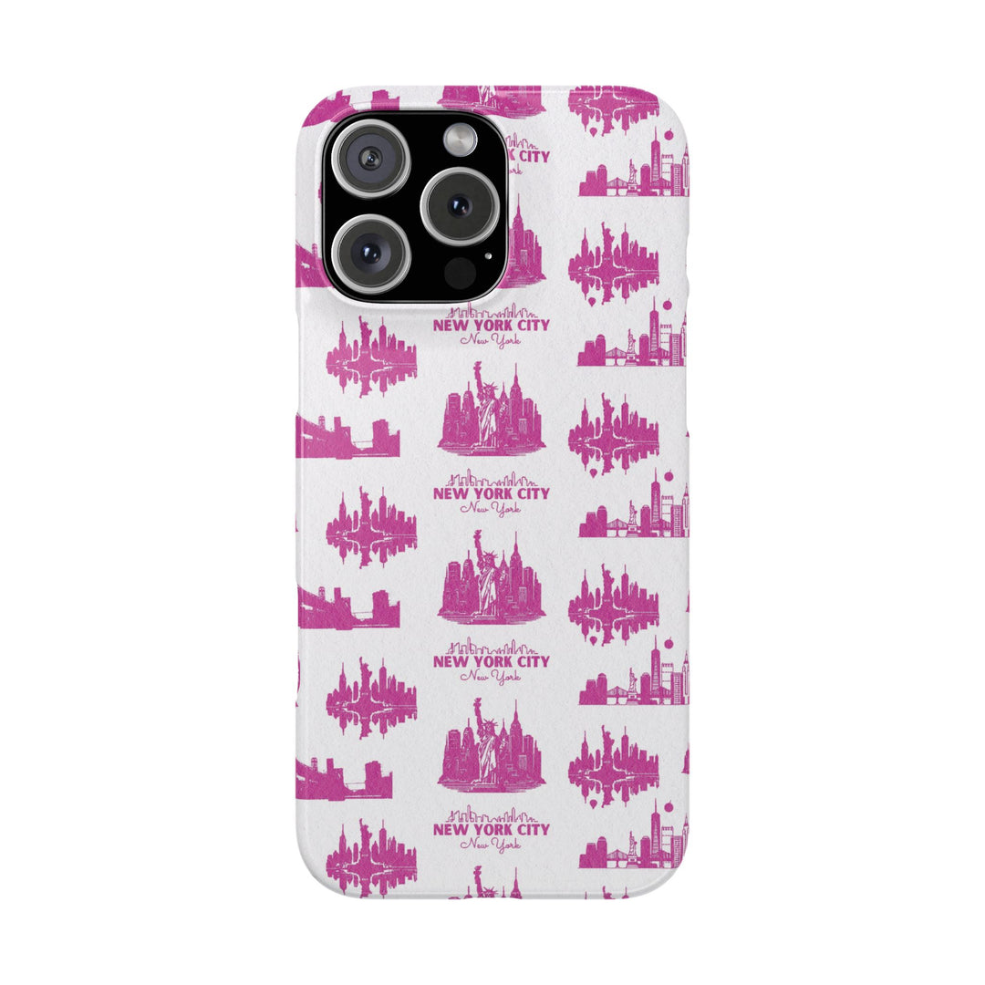 Slim New York Skyline Pink Collage Coquette Gift for Her Cute Phone Cases for Iphone 16 Pro Max | iPhone 15 Case | iPhone 15 Pro Max Case, Iphone 14, Iphone 14 Pro Max, Iphone 13 12 11 8 7 - Studio40ParkLane