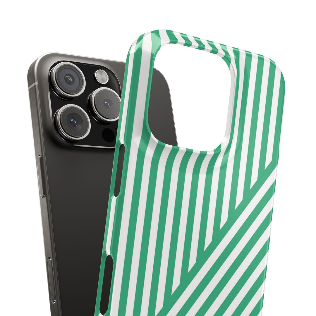 Aesthetic Emerald Stripes Cute Phone Case Sleek Snap - For iPhone 17 Pro Max iPhone 16 Pro iPhone 15 Iphone 14 Plus 13 Pro 12 11 10 Gift