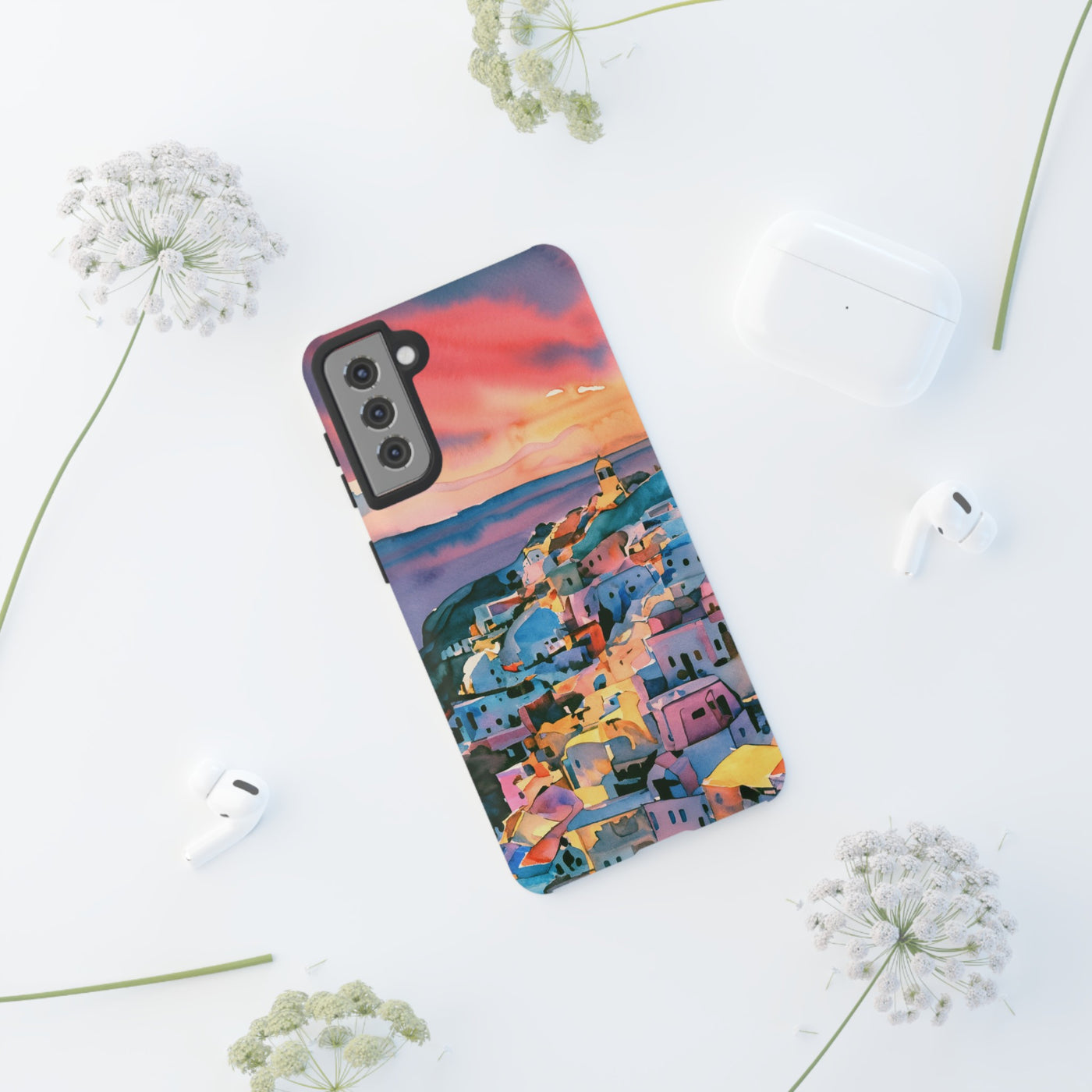 Impact Resistant, Greek Sunset, Cute Phone Cases for Samsung S24, S23, S22, S21, IPhone 15 pro Iphone 14 pro Iphone 13 IPhone 12 Iphone 11