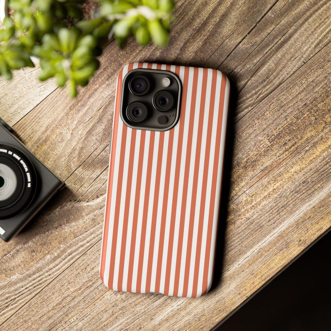 Tough Premium Peach Stripes Phone Case Gift for Her - For Apple iPhone 16 Pro Max 16e iPhone 15 Pro iPhone Iphone 14 Plus 13 Pro 12 SE XR - Studio40ParkLane