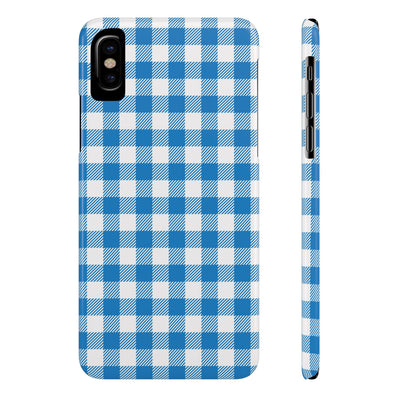 Slim Blue Gingham Gift for Her Cute Phone Cases for Iphone 16 Pro Max | iPhone 15 Case | iPhone 15 Pro Max Case, Iphone 14, 13, 12, 11, 10, 8, 7