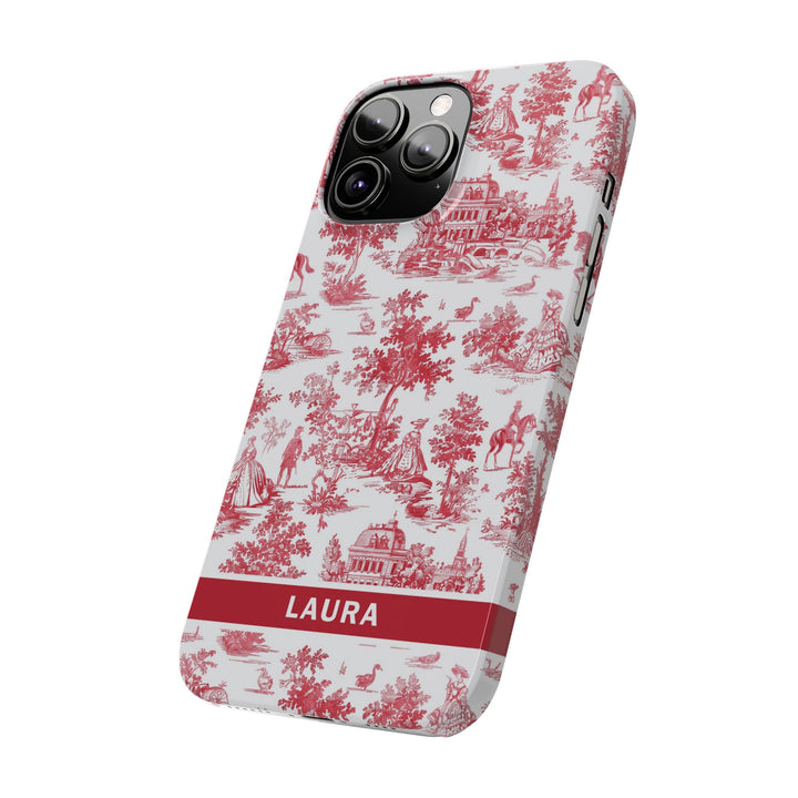 Slim French Toile Personalized Initial Custom Gift for Her Cute Phone Cases for Iphone 16 Pro Max | iPhone 15 Case | iPhone 15 Pro Max Case, Iphone 14, 13, 12, 11, 10, 8, 7 - Studio40ParkLane