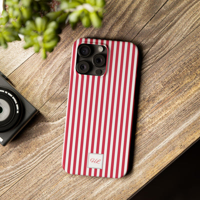 Slim Custom Personalized Winterberry Red Striped Phone Case for Iphone 17 - | iPhone 16 Pro Max Case | iPhone 15 Case Iphone 14 13 12 11 10 9 8 - Studio40ParkLane