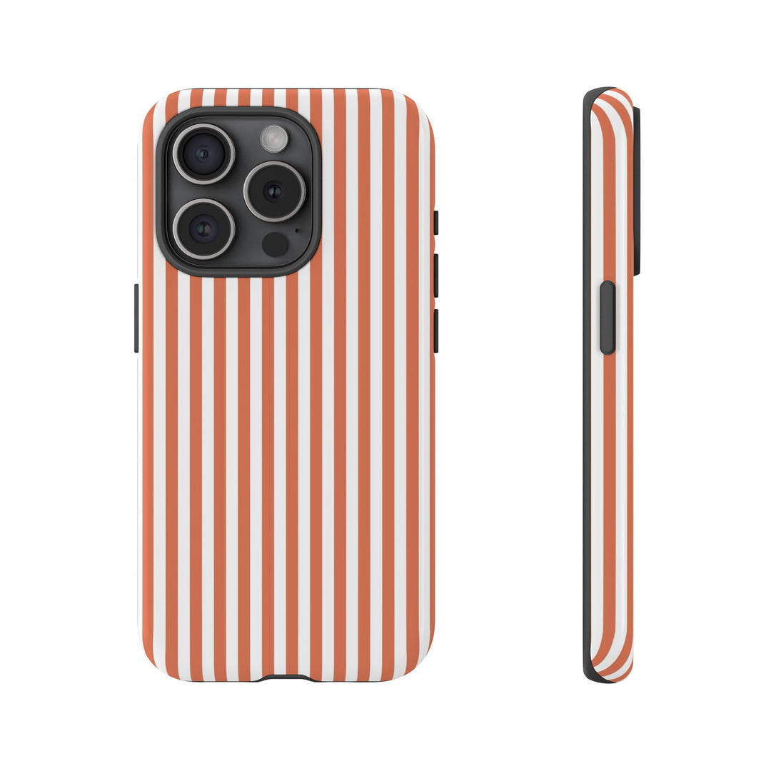 Tough Premium Peach Stripes Phone Case Gift for Her - For Apple iPhone 16 Pro Max 16e iPhone 15 Pro iPhone Iphone 14 Plus 13 Pro 12 SE XR - Studio40ParkLane