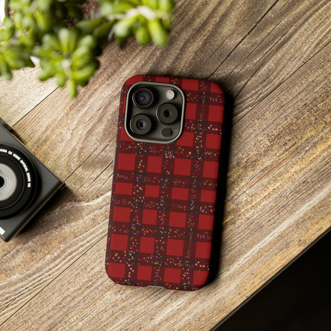 Cute IPhone Case | iPhone 15 Case | iPhone 15 Pro Max Case, Iphone 14 Case, Iphone 14 Pro Max Case IPhone Case for Art Lovers, Red Festive Plaid - Studio40ParkLane