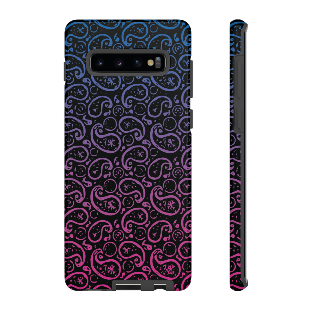 Cool Phone Case | Aesthetic Phone Case | Paisley Blue Pink Black | For Samsung Galaxy S23, S22, S21, S20 | Luxury Double Layer | Cute - Studio40ParkLane