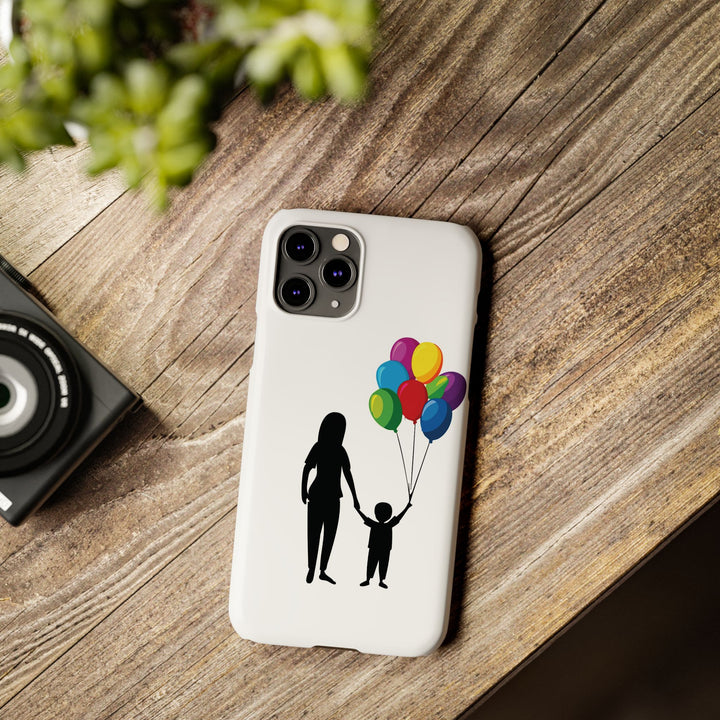 Slim Mother Child Balloons Gift for Her Cute Phone Cases for Iphone 16 Pro Max | iPhone 15 Case | iPhone 15 Pro Max Case, Iphone 14, 13, 12, 11, 10, 8, 7 - Studio40ParkLane