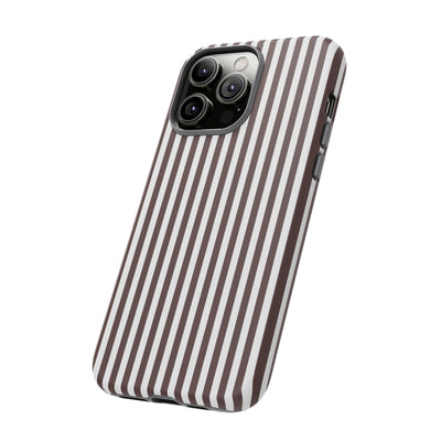Tough Premium Brown Stripes Phone Case Gift for Her - For Apple iPhone 16 Pro Max 16e iPhone 15 Pro iPhone Iphone 14 Plus 13 Pro 12 SE XR - Studio40ParkLane