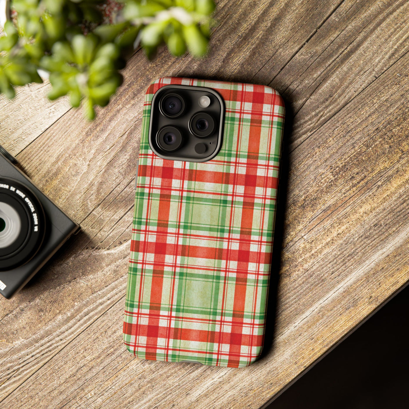 Aesthetic Tough Red Green Checkered Premium Phone Case - For iPhone 17 Pro Max iPhone 16 Pro iPhone 15 Iphone 14 Plus 13 Pro 12 11 10 XR XS - Studio40ParkLane