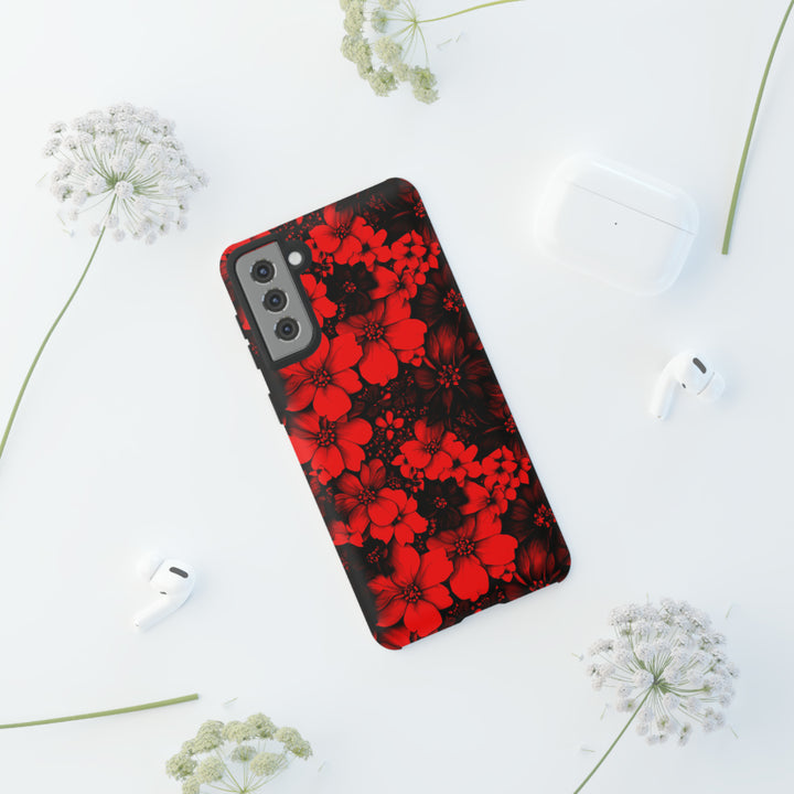 Cute Samsung Phone Case | Aesthetic Samsung Phone Case | Galaxy S23, S22, S21, S20 | Red Black Flowers, Protective Phone Case - Studio40ParkLane