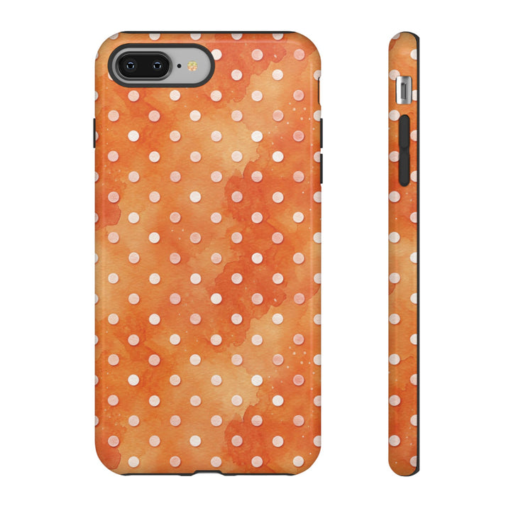Aesthetic Tough Orange Polka Dots Watercolor Phone Case - For iPhone 17 Pro Max iPhone 16 Pro iPhone 15 Iphone 14 Plus 13 Pro 12 11 10 XR - Studio40ParkLane