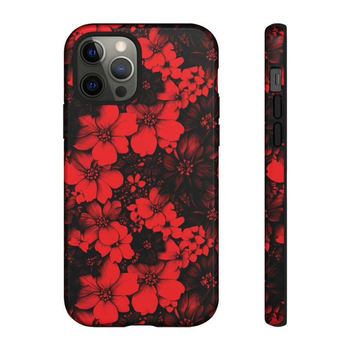 Cute IPhone Case | Red Black Flowers, iPhone 15 Case | iPhone 15 Pro Case, Iphone 14 Case, Iphone 14 Pro Max Case, Protective Iphone Case - Studio40ParkLane