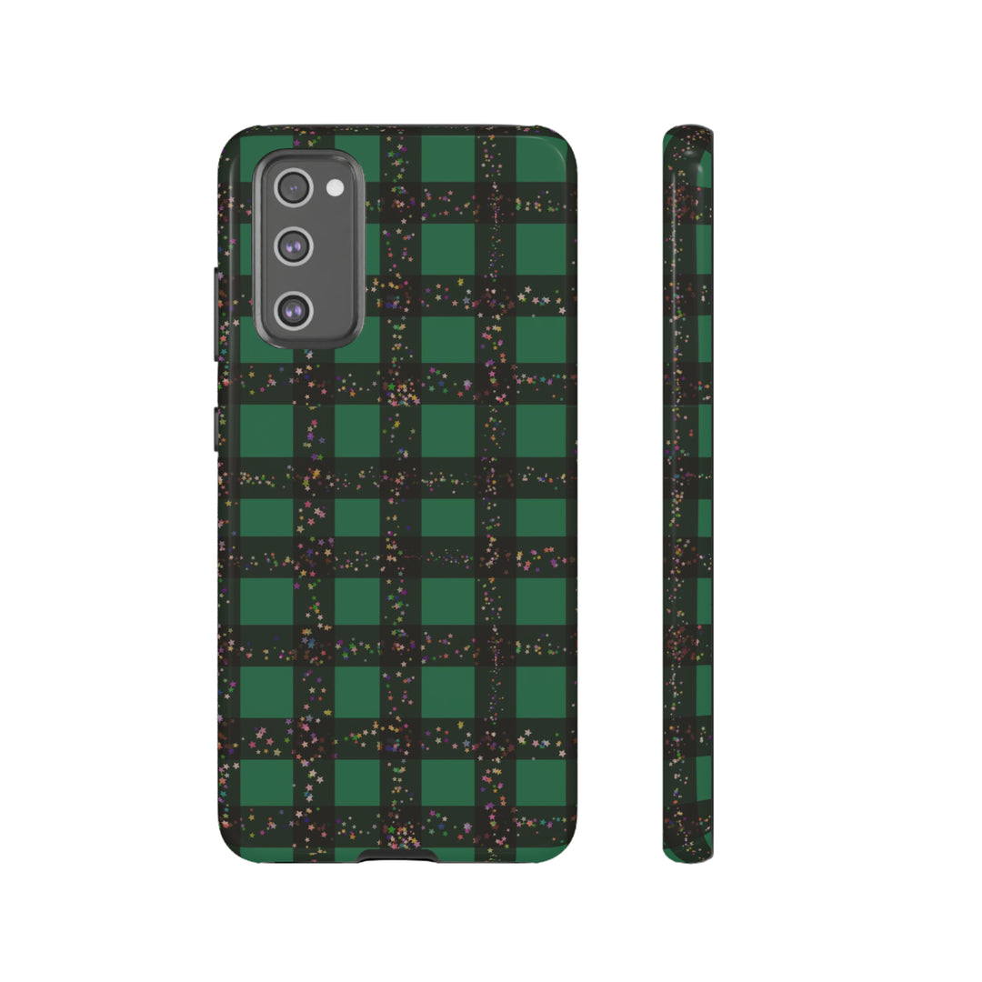 Cute Samsung Phone Cases, Designer Samsung Galaxy S23 Phone Case, Samsung S22 Case, Samsung S21 Case, Samsung S20 Case, Green Festive Plaid - Studio40ParkLane