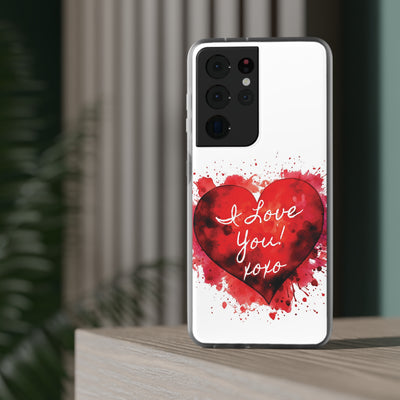 Cute Flexi Samsung Phone Cases, Valentine Heart Love You Galaxy S23 Phone Case, Samsung S22 Case, Samsung S21 Case, S20 Plus