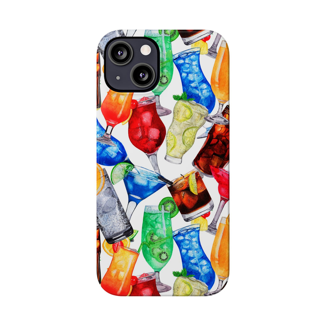 Slim Cute Phone Cases for Iphone - | iPhone 15 Case | iPhone 15 Pro Max Case, Iphone 14 Case, Iphone 14 Pro Max, Iphone 13, Summer Fruit Cocktail - Studio40ParkLane