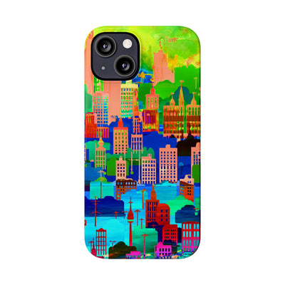 Slim Cute Phone Cases for Iphone - | iPhone 15 Case | iPhone 15 Pro Max Case, Iphone 14 Case, Iphone 14 Pro Max, Iphone 13, Summer City Skyline