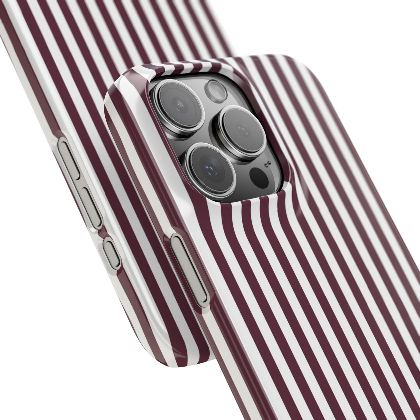 Slim Burgundy Wine Striped Cute Phone Case for Iphone 16 - | iPhone 15 Pro Max Case | iPhone 14 Case Iphone 13 12 11 10 9 8 7 Gift for Her - Studio40ParkLane