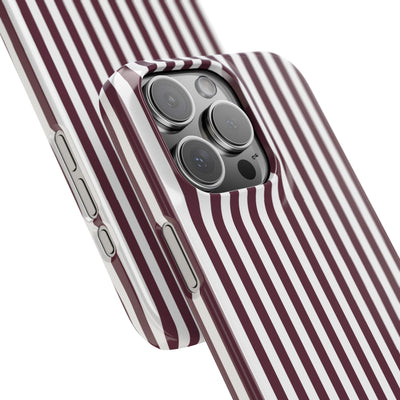 Slim Burgundy Wine Striped Cute Phone Case for Iphone 16 - | iPhone 15 Pro Max Case | iPhone 14 Case Iphone 13 12 11 10 9 8 7 Gift for Her - Studio40ParkLane