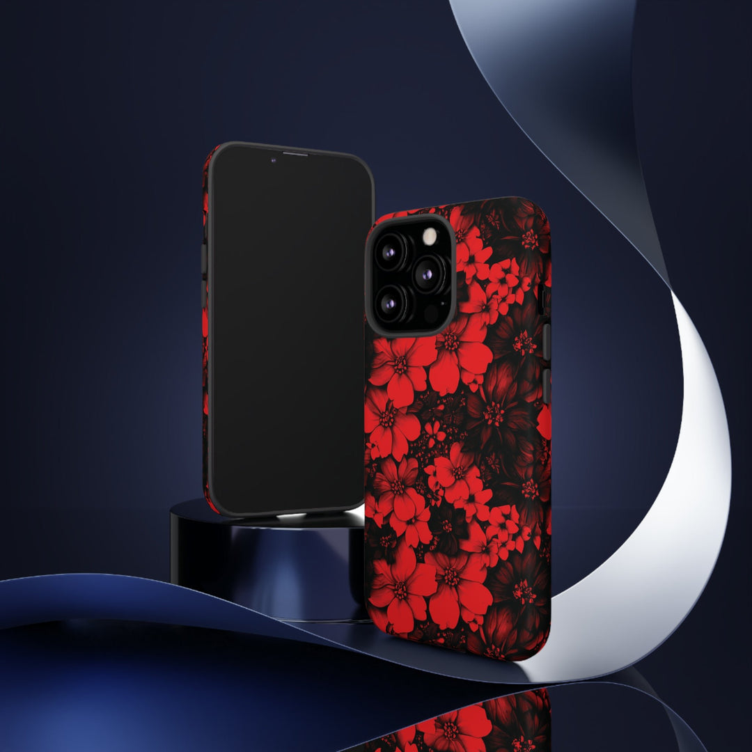 Cute IPhone Case | Red Black Flowers, iPhone 15 Case | iPhone 15 Pro Case, Iphone 14 Case, Iphone 14 Pro Max Case, Protective Iphone Case - Studio40ParkLane