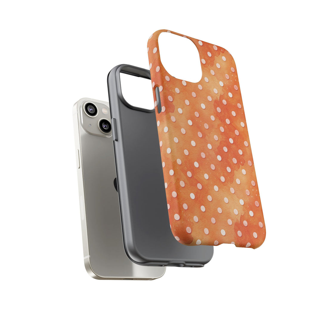 Aesthetic Tough Orange Polka Dots Watercolor Phone Case - For iPhone 17 Pro Max iPhone 16 Pro iPhone 15 Iphone 14 Plus 13 Pro 12 11 10 XR - Studio40ParkLane