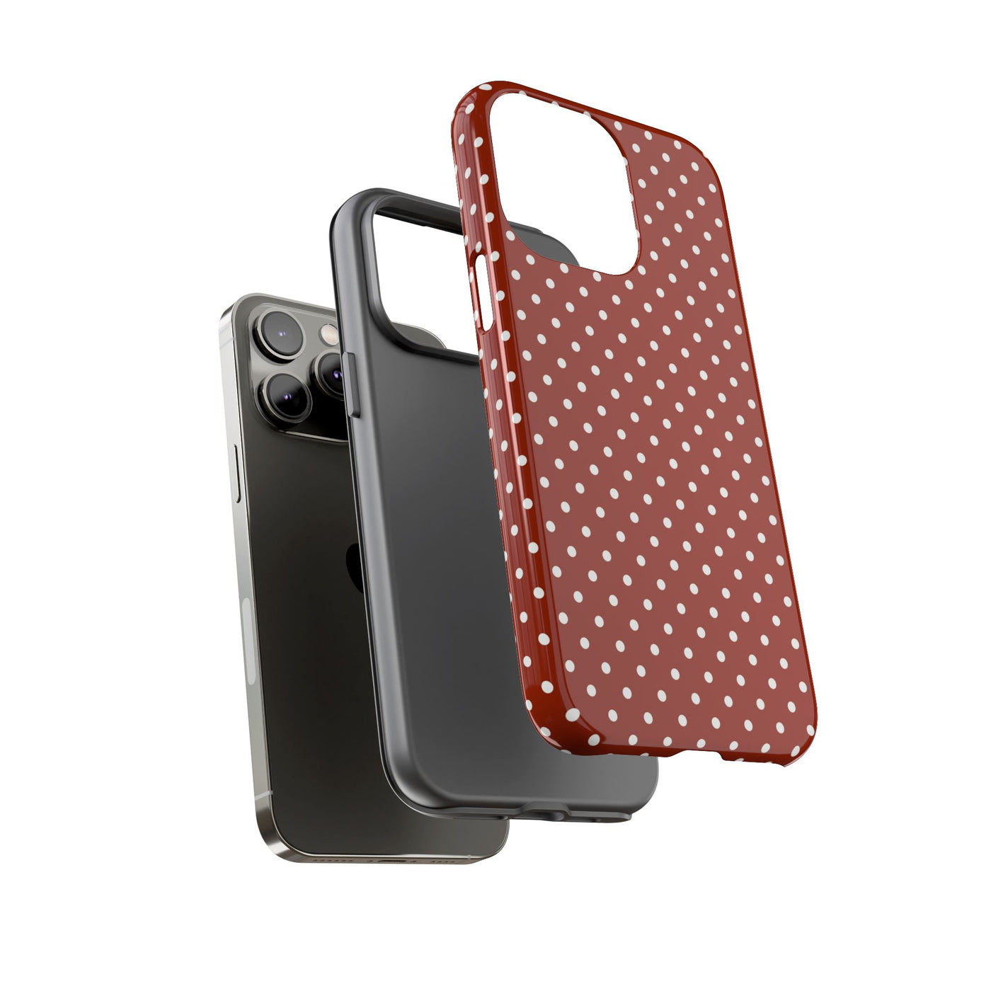 Aesthetic Tough Clay Red Polka Dots Premium Phone Case - For iPhone 17 Pro Max iPhone 16 Pro iPhone 15 Iphone 14 Plus 13 Pro 12 11 10 XR XS - Studio40ParkLane