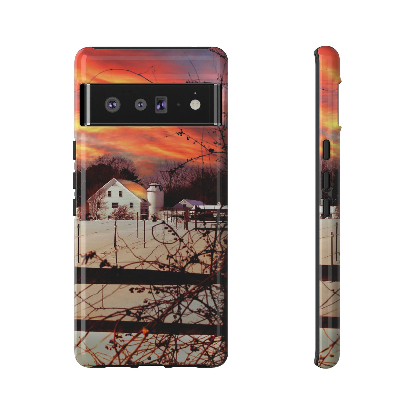 Impact Resistant, Winter Sunset Cute Phone Cases for Samsung S24, S23, S22, S21, IPhone 15 pro Iphone 14 pro Iphone 13 IPhone 12 Iphone 11