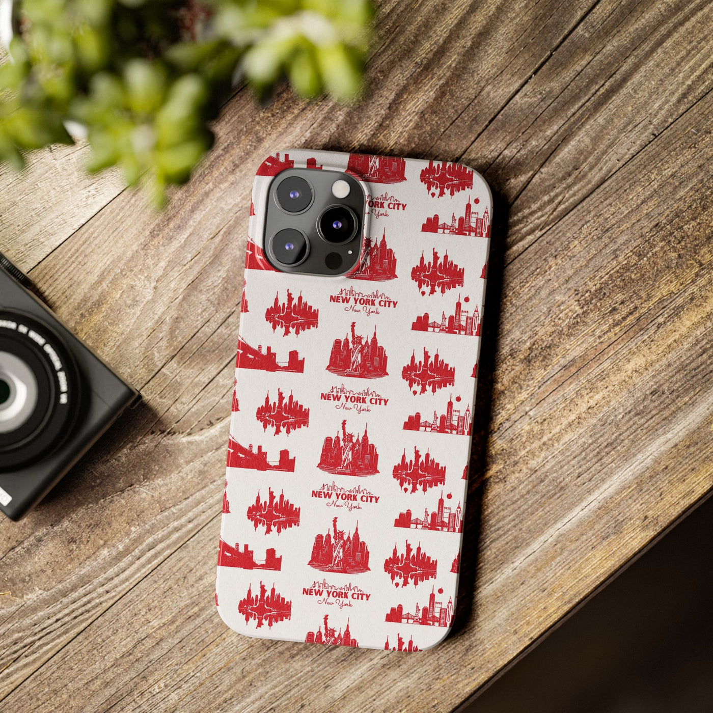 Slim New York Skyline Red Collage Coquette Gift for Her Cute Phone Cases for Iphone 16 Pro Max | iPhone 15 Case | iPhone 15 Pro Max Case, Iphone 14, Iphone 14 Pro Max, Iphone 13 12 11 8 7