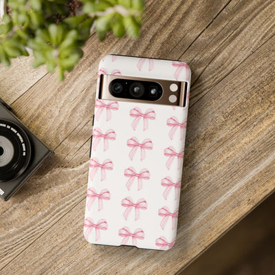 Pink Bows Cute Phone Case, for IPhone 16 Pro Max | Iphone 15, Iphone 14, IPhone 13 Case, 11 8 7, Samsung Galaxy S24, S23, S22, S21, 2 Layer Protection