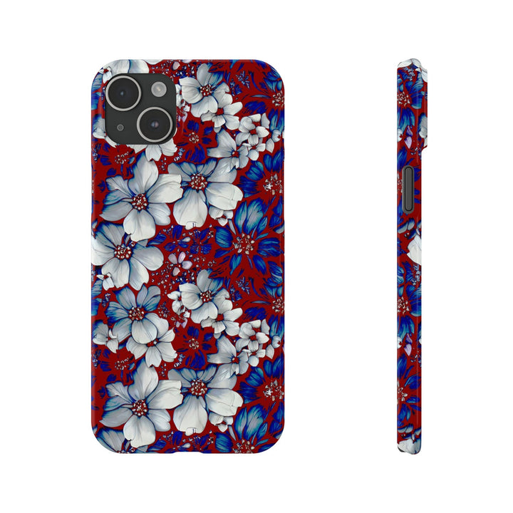 Slim Cute Phone Cases for Iphone - | iPhone 15 Case | iPhone 15 Pro Max Case, Iphone 14 Case, Iphone 14 Pro Max, Iphone 13, Red Blue Flowers - Studio40ParkLane