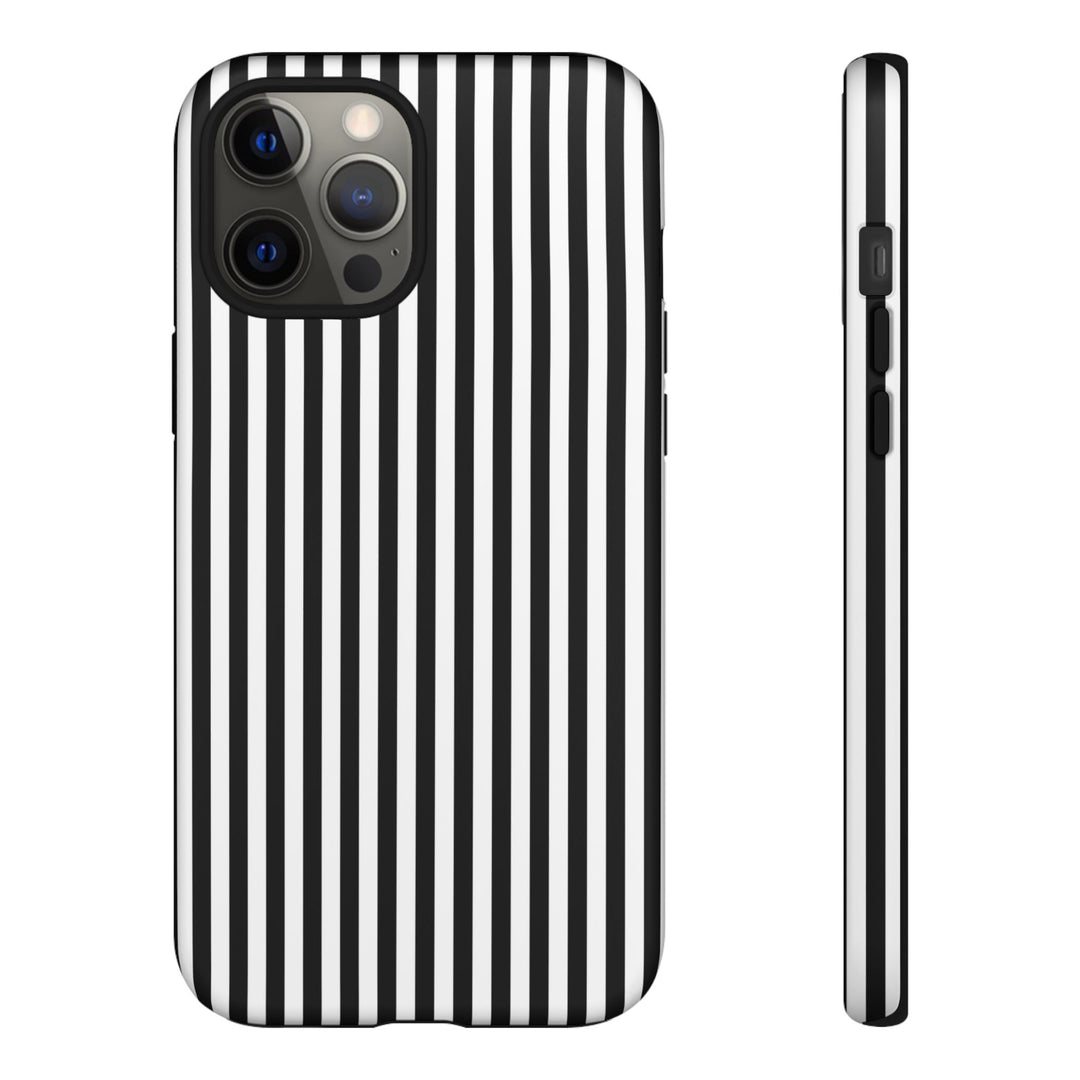 Tough Premium Black White Stripes Phone Case Gift for Her - For Apple iPhone 16 Pro Max 16e iPhone 15 Pro iPhone Iphone 14 Plus 13 Pro 12 SE XR - Studio40ParkLane