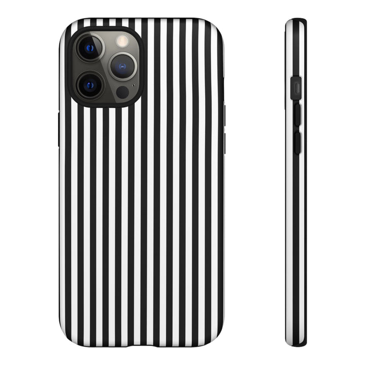 Tough Premium Black White Stripes Phone Case Gift for Her - For Apple iPhone 16 Pro Max 16e iPhone 15 Pro iPhone Iphone 14 Plus 13 Pro 12 SE XR - Studio40ParkLane