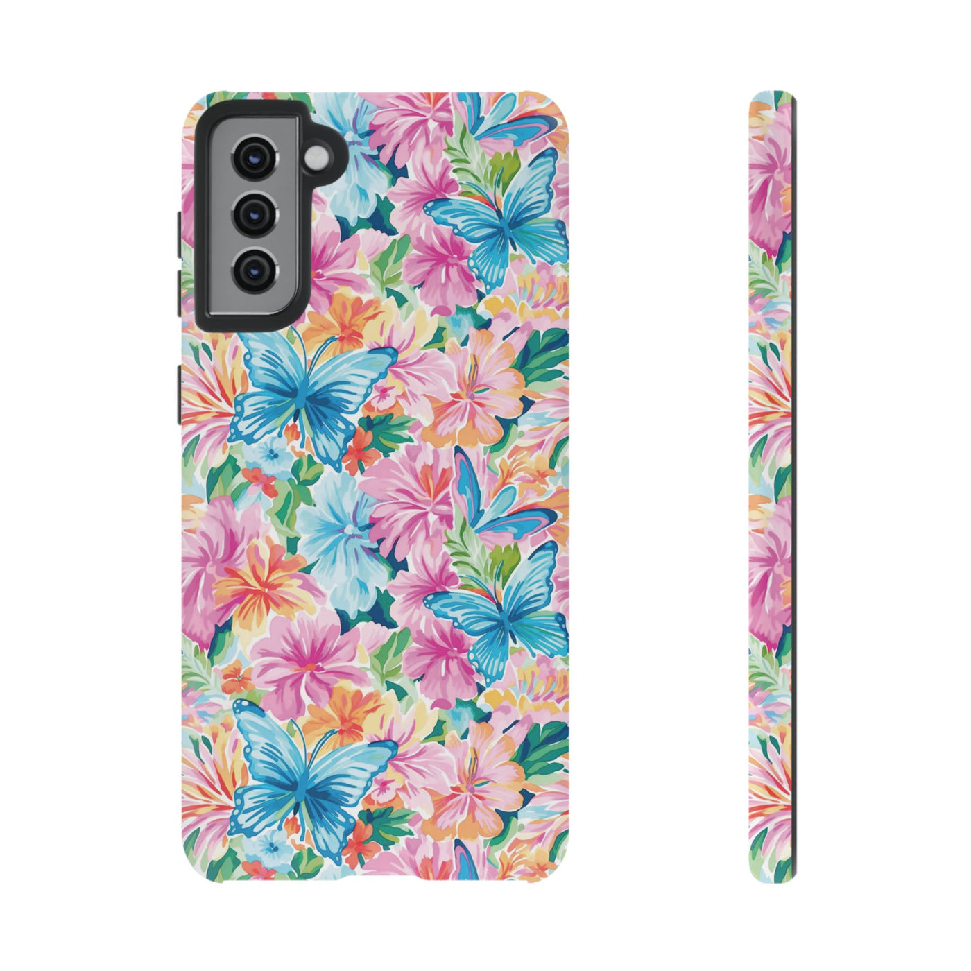 Premium Tough Butterflies Flowers Cute Phone Cases for Samsung S24, S23, S22, S21, S20, Plus and Ultra, Iphone 16 Pro Max,15, 14, 13, 12, 11, 10