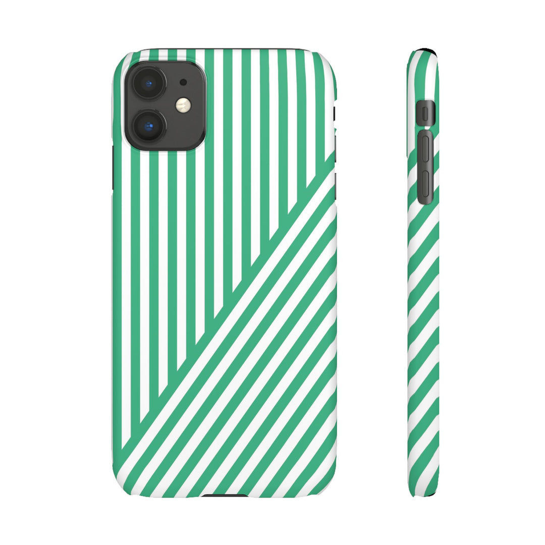 Aesthetic Emerald Stripes Cute Phone Case Sleek Snap - For iPhone 17 Pro Max iPhone 16 Pro iPhone 15 Iphone 14 Plus 13 Pro 12 11 10 Gift