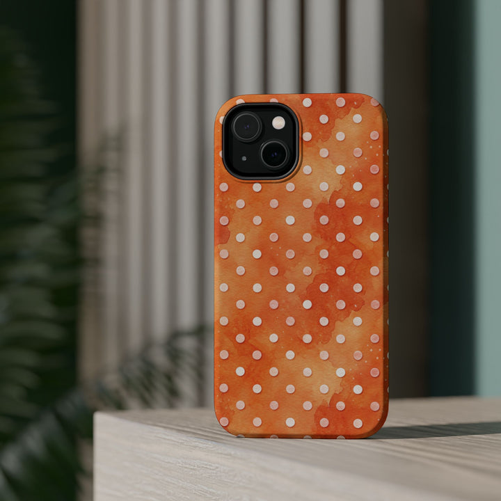 Aesthetic Tough Magsafe Orange Polka Dots Phone Case - For iPhone 17 Pro Max iPhone 16 Pro iPhone 15 Iphone 14 Plus 13 Pro 12 11 10 XR - Studio40ParkLane