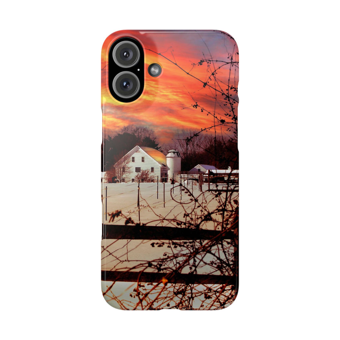 Slim Cute Phone Cases for Iphone - | iPhone 15 Case | iPhone 15 Pro Max Case, Iphone 14 Case, Iphone 14 Pro Max, Iphone 13, New England Winter Sunset - Studio40ParkLane