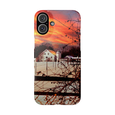 Slim Cute Phone Cases for Iphone - | iPhone 15 Case | iPhone 15 Pro Max Case, Iphone 14 Case, Iphone 14 Pro Max, Iphone 13, New England Winter Sunset