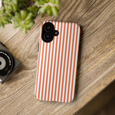 Tough Premium Peach Stripes Phone Case Gift for Her - For Apple iPhone 16 Pro Max 16e iPhone 15 Pro iPhone Iphone 14 Plus 13 Pro 12 SE XR - Studio40ParkLane