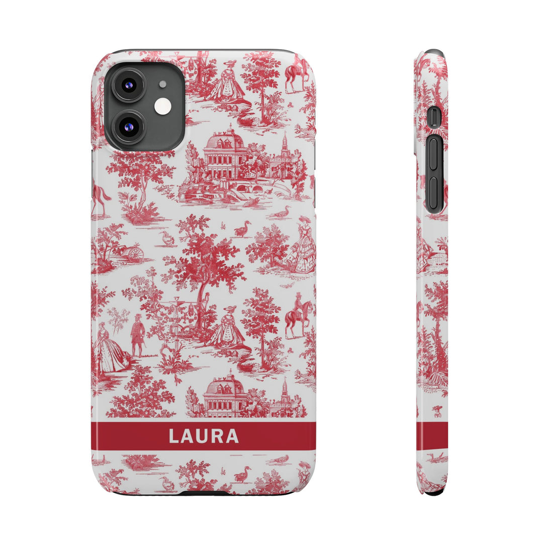 Slim French Toile Personalized Initial Custom Gift for Her Cute Phone Cases for Iphone 16 Pro Max | iPhone 15 Case | iPhone 15 Pro Max Case, Iphone 14, 13, 12, 11, 10, 8, 7 - Studio40ParkLane