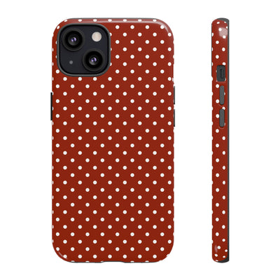 Aesthetic Tough Clay Red Polka Dots Premium Phone Case - For iPhone 17 Pro Max iPhone 16 Pro iPhone 15 Iphone 14 Plus 13 Pro 12 11 10 XR XS - Studio40ParkLane