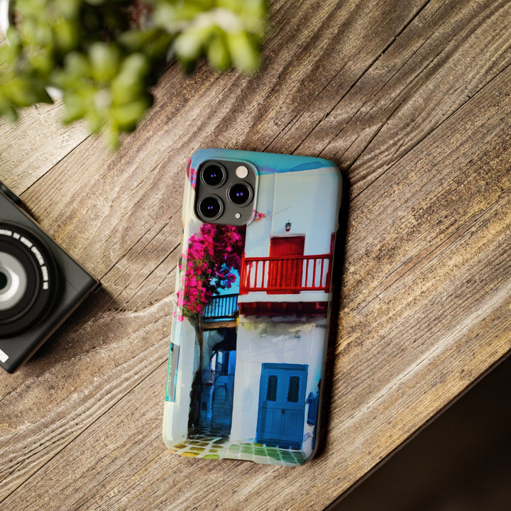 Slim Cute Phone Cases for Iphone | iPhone 15 Case | iPhone 15 Pro Max Case, Iphone 14, Iphone 14 Pro Max, Iphone 13, Colorful Greek Alley Watercolor - Studio40ParkLane