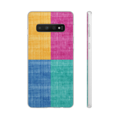 Cute Flexi Phone Cases, Abstract Colored Blocks, Compatible with Samsung Galaxy S23, Samsung S22, Samsung S21, Samsung S20, Galaxy S20 Ultra