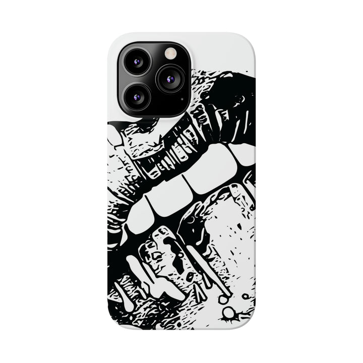 Slim Cute Phone Cases for Iphone - | iPhone 15 Case | iPhone 15 Pro Max Case, Iphone 14 Case, Iphone 14 Pro Max, Iphone 13, Smile Lips Black and White - Studio40ParkLane