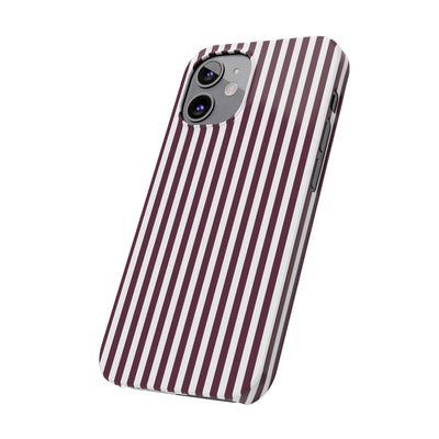 Slim Burgundy Wine Striped Cute Phone Case for Iphone 16 - | iPhone 15 Pro Max Case | iPhone 14 Case Iphone 13 12 11 10 9 8 7 Gift for Her - Studio40ParkLane