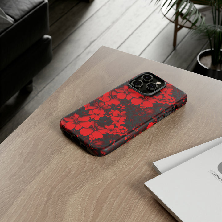 Cute IPhone Case | Red Black Flowers, iPhone 15 Case | iPhone 15 Pro Case, Iphone 14 Case, Iphone 14 Pro Max Case, Protective Iphone Case - Studio40ParkLane