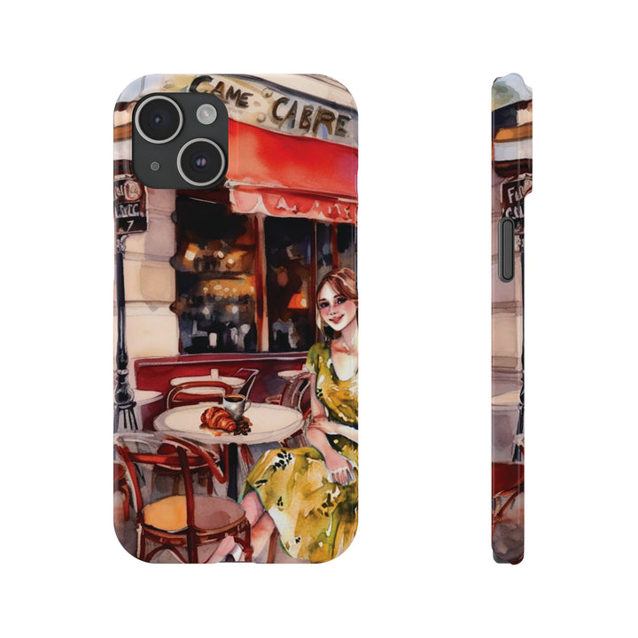 Slim Cute Phone Cases for Iphone - | iPhone 15 Case | iPhone 15 Pro Max Case, Iphone 14 Case, Iphone 14 Pro Max, Iphone 13, Paris Cafe Coffee Croissant - Studio40ParkLane